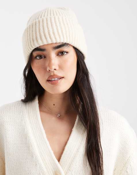 Gorro color crema de punto grueso de New Look - view 1