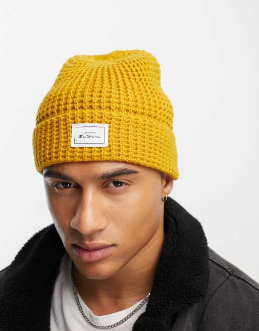 Gorro color mostaza de punto de arroz de Ben Sherman 