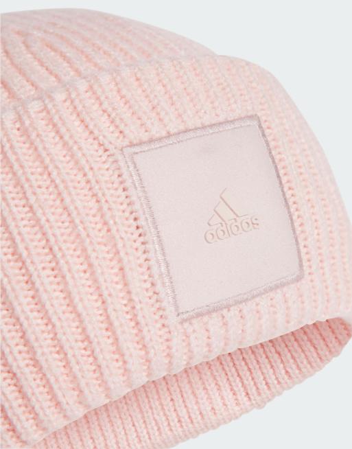 Gorro color rosa arenoso con vuelta de adidas