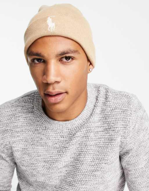Gorro color tostado con logo de algodón pima de Polo Ralph Lauren