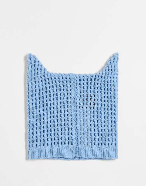 Gorro con orejas azul de punto calado de COLLUSION Unisex, 4 de 4