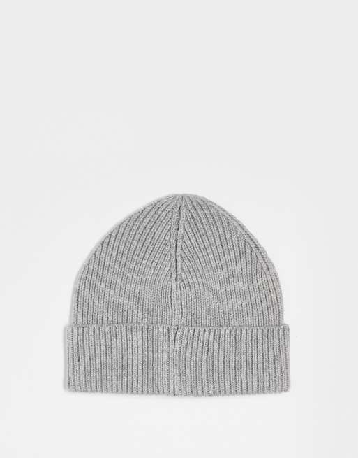Gorro gris melange unisex con bordado "DD" y globo de canalé de mezcla de lana de Dr Denim, 3 de 3