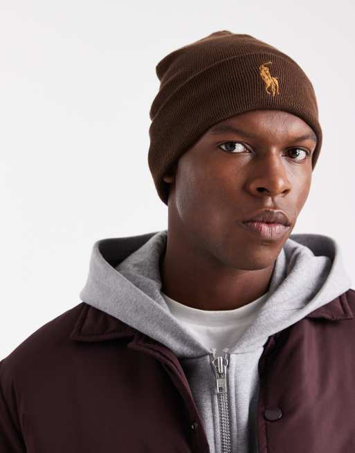 Gorro marrón con logo Icon de Polo Ralph Lauren