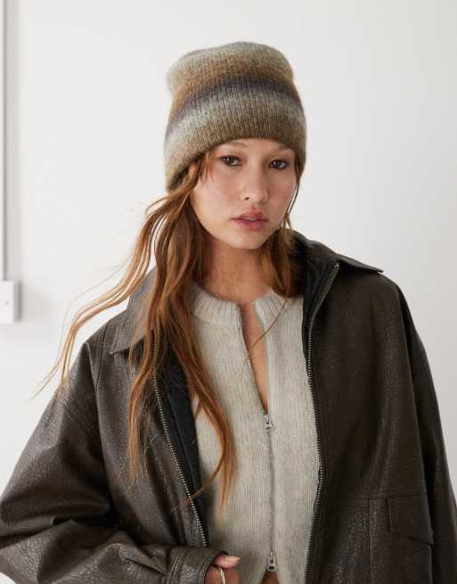 Gorro marrón degradado de hilo mullido de mezcla de lana y lana de alpaca de Weekday, 4 de 4