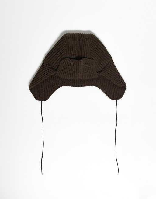 Gorro marrón unisex de punto de Reclaimed Vintage