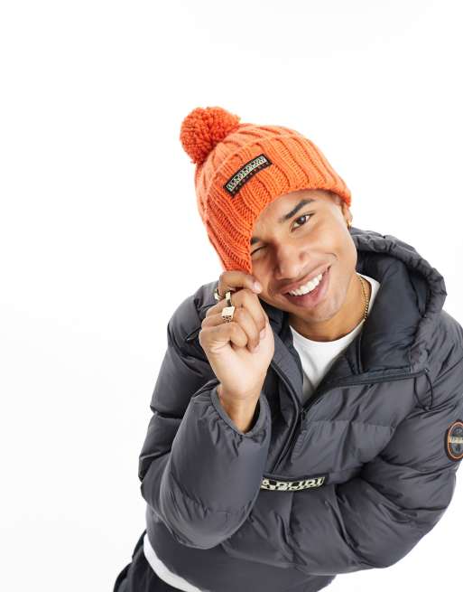 Gorro naranja con pompón Fea de Napapijri