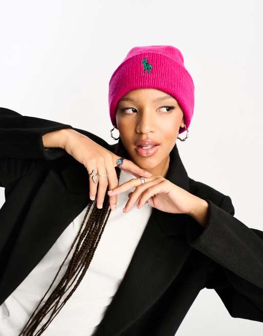 Gorro rosa con logo grande de poni de Polo Ralph Lauren ASOS