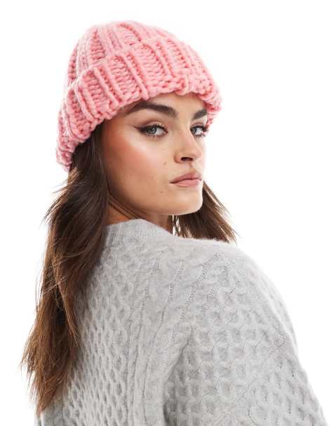 Gorro rosa de punto grueso de PIECES - view 1