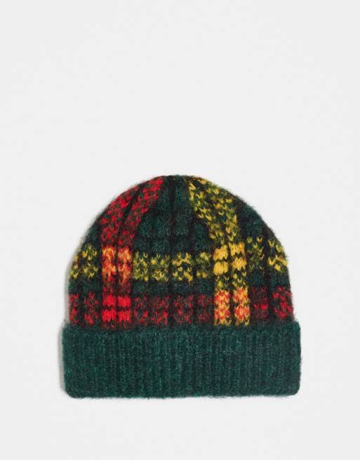 Gorro unisex a cuadros escoceses de Reclaimed Vintage
