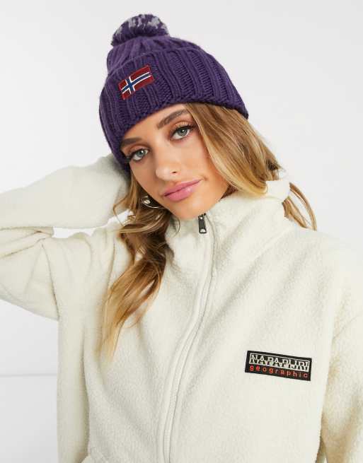 Gorro violeta con pompón Semiury de Napapijri