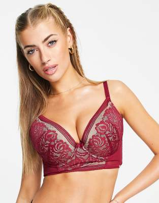 Encore Bordeaux padded longline bra in purple