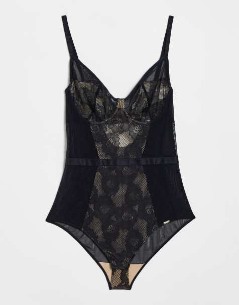 Gossard Femme 18109 Black Floral Lace Underwired Body 34H 