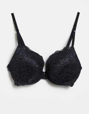 Gossard - Glitter - Glitzernder, tief ausgeschnittener und wattierter Bügel-BH in Schwarz