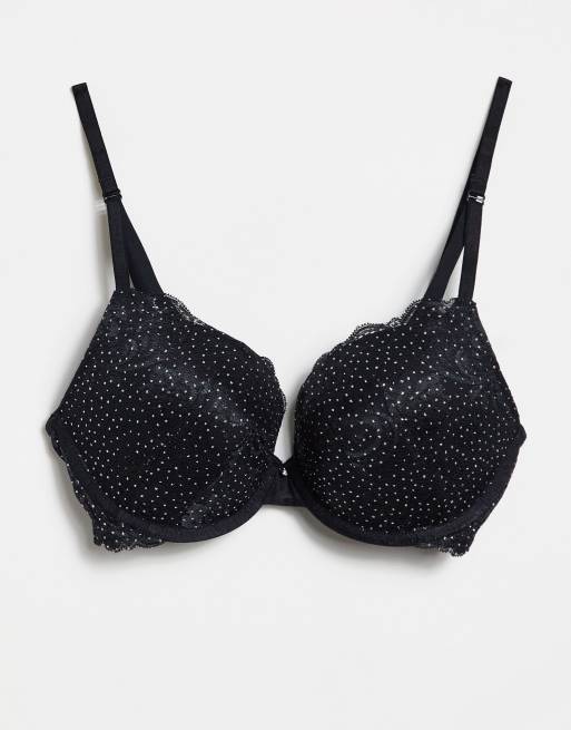 Gossard – Glitter – Glitzernder, tief ausgeschnittener und wattierter Bügel- BH in Schwarz