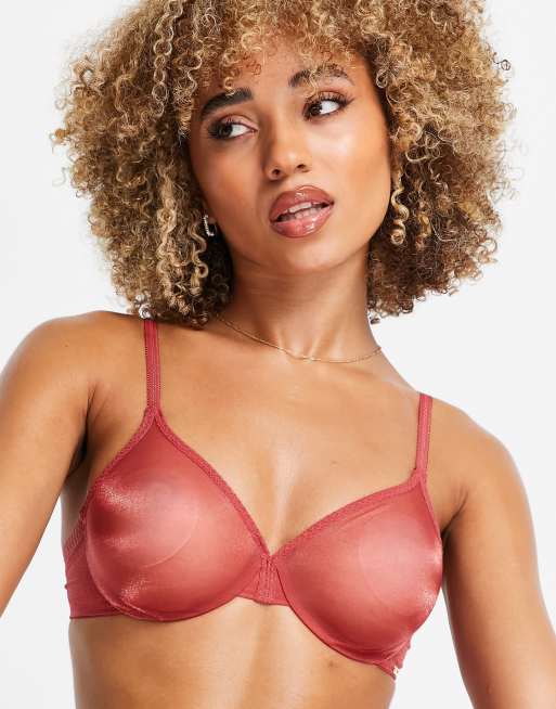 Gossard Glossies Sheer Plunge Bra In Raspberry Sorbet-Pink for Women