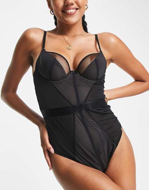 Gossard - Mesh body zonder vulling met laag uitgesneden achterkant in zwart, 4 van 4