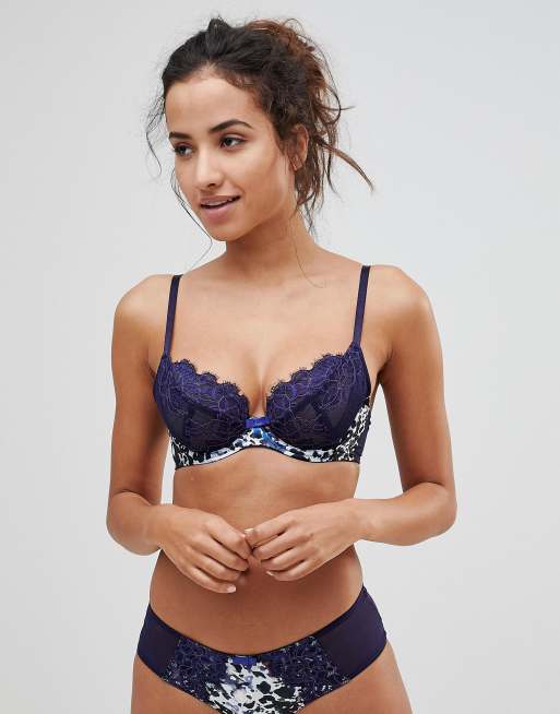 Gossard niet-gewatteerde plunge-beha met kant en print
