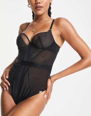 Gossard non-padded plunge mesh body in black φωτογραφία