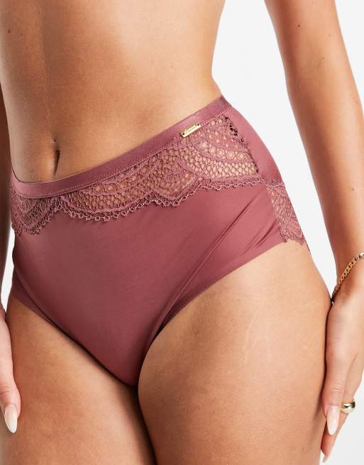 Gossard Slip alti in pizzo lucido rosa vintage ASOS