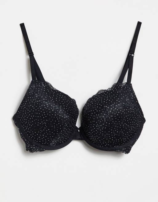 Gossard - Sort foret plunge-BH med bøjle og glimmer