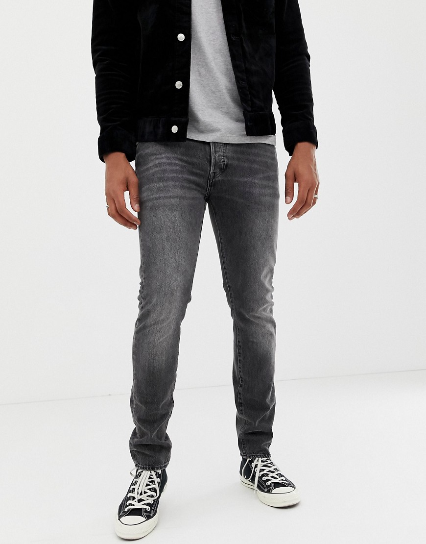 Grå forvaskede 501 jeans med skinny pasform og standard rise fra Levi's-Blå