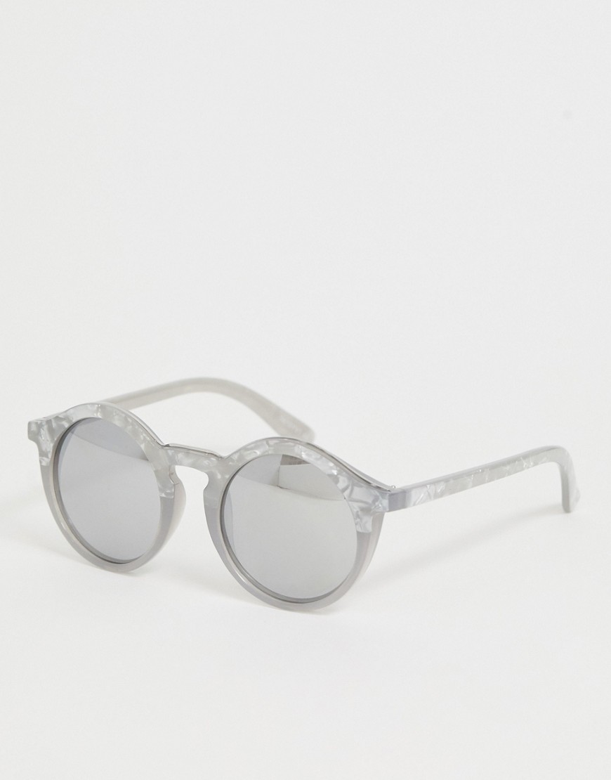 Grå oversized preppy runde solbriller fra Skinnydip