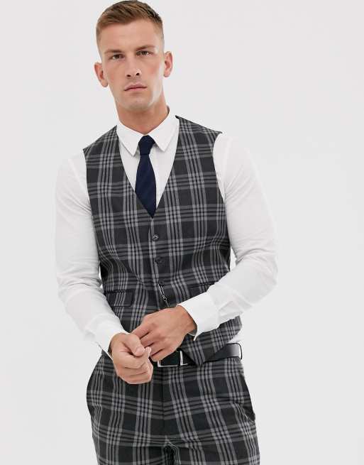 Grå skotskternet jakkesæt med smal pasform fra Burton Menswear, 3 af 3