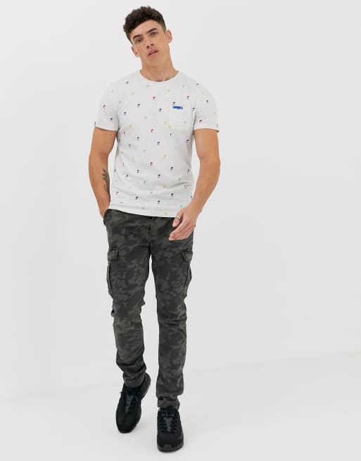 Grå t-shirt med palmeprint på lomme fra Superdry, 4 af 4