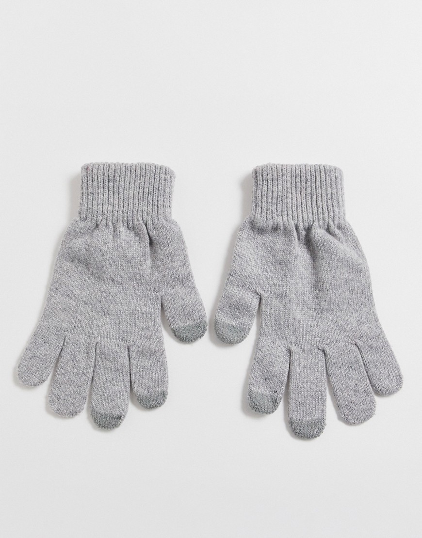Grå touch screen handsker i genanvendt polyester fra ASOS DESIGN