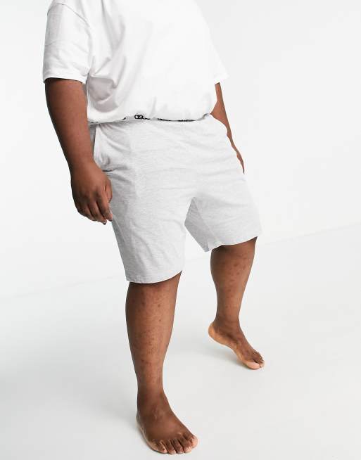Gråmelerede pyjamasshorts med brandet taljebånd fra ASOS DESIGN, 2 af 4