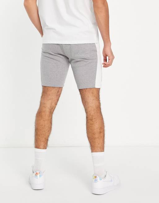 Gråmelerede skinny jerseyshorts med sidestribe fra ASOS DESIGN, 2 af 4