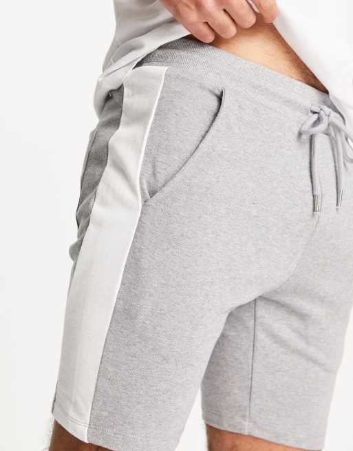 Gråmelerede skinny jerseyshorts med sidestribe fra ASOS DESIGN, 3 af 4