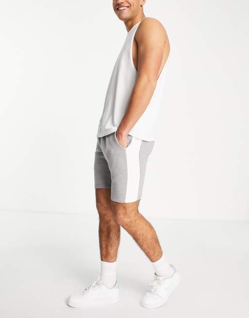 Gråmelerede skinny jerseyshorts med sidestribe fra ASOS DESIGN, 4 af 4