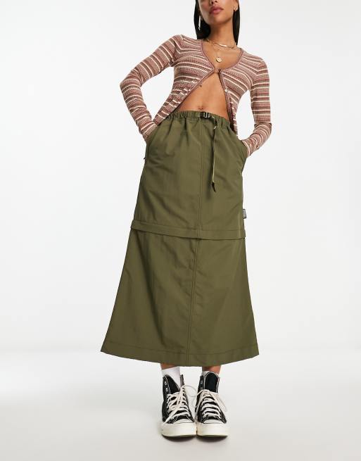 Gramicci 2 in 1 convertible cargo ripstop skirt in khaki | ASOS