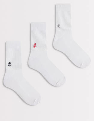 Gramicci 3 Pack Basic Crew Socks In White