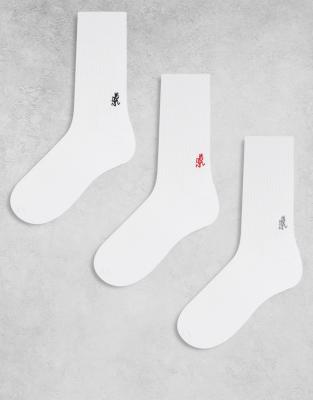 Gramicci Gramicci 3 pack crew socks in white