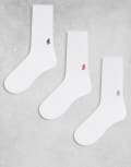 [Gramicci] Gramicci 3 pack crew socks in white One Size White