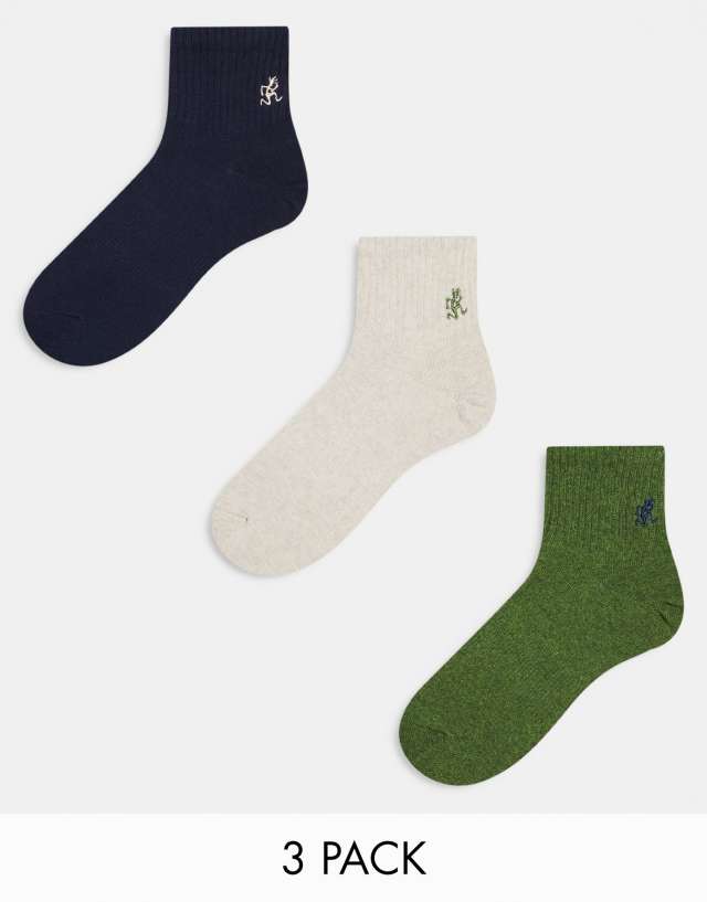 Gramicci 3 pack short socks in multi