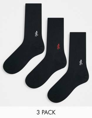 Gramicci 3 pack socks in black
