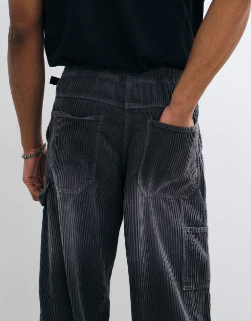 Gramicci baggy chunky cord trousers in charcoal, 3 of 5