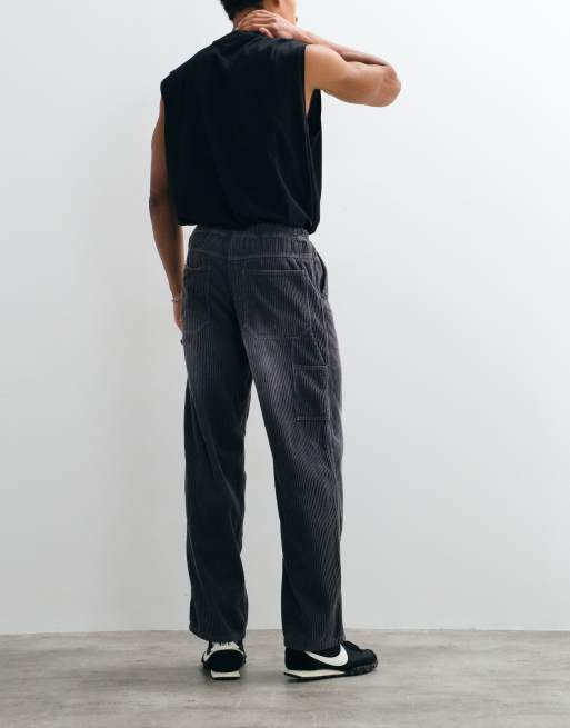 Gramicci baggy chunky cord trousers in charcoal, 5 of 5