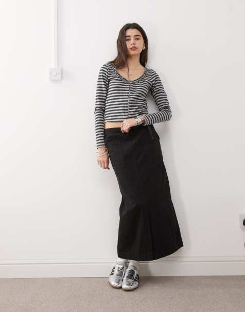 Gramicci baker midi skirt in black