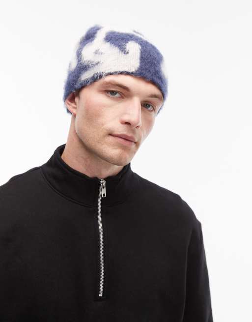 Gramicci - Burly Running Man - Beanie van mohair in marineblauw