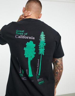 Gramicci cali trees back print t-shirt in black