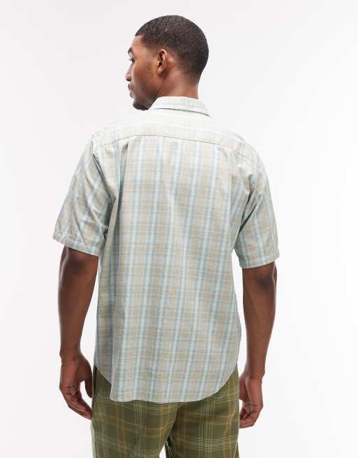 Gramicci checkered ombre short sleeve shirt in blue, 3 of 5