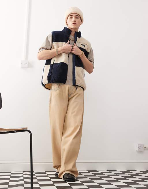 Gramicci checkered sherpa vest in navy | ASOS Gramicci checkered sherpa vest in navy | ASOS