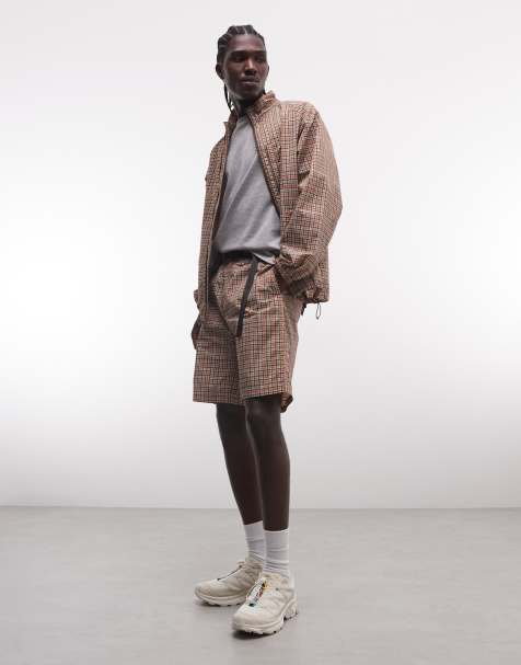 Gramicci - Co-ord set van geruit jack met rits en short in baksteenrood - view 1