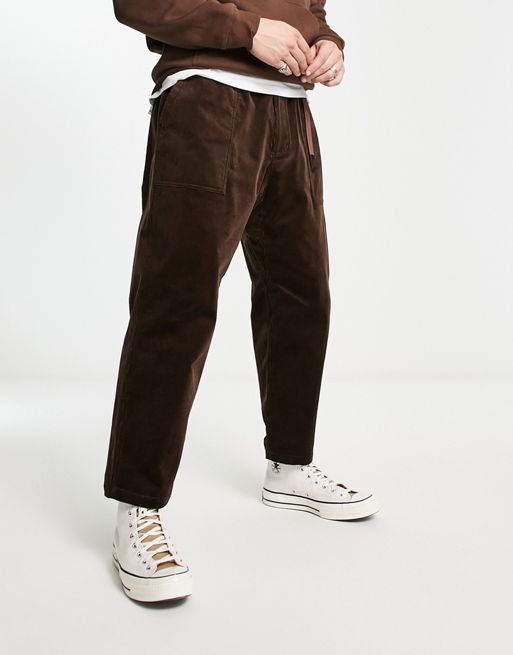 Gramicci corduroy loose tapered pants in brown