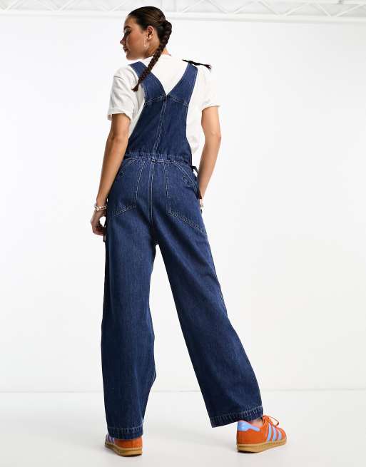 Gramicci denim overalls in blue mid wash