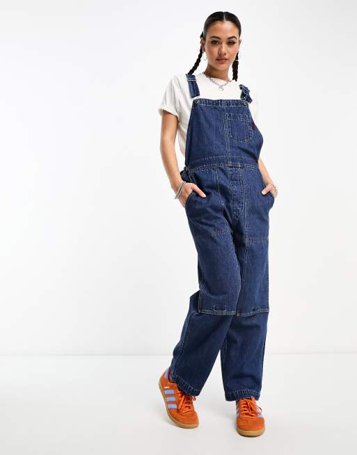 Gramicci denim overalls in blue mid wash